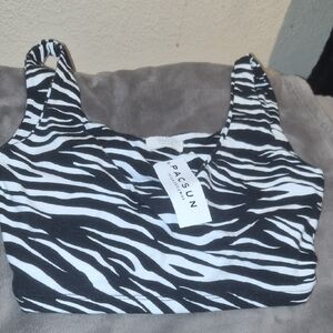 Brandy melville john galt Zebra Print Crop Top nwt